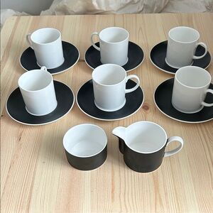 Susie Cooper “Contrast” demitasse coffee set with cream and sugar